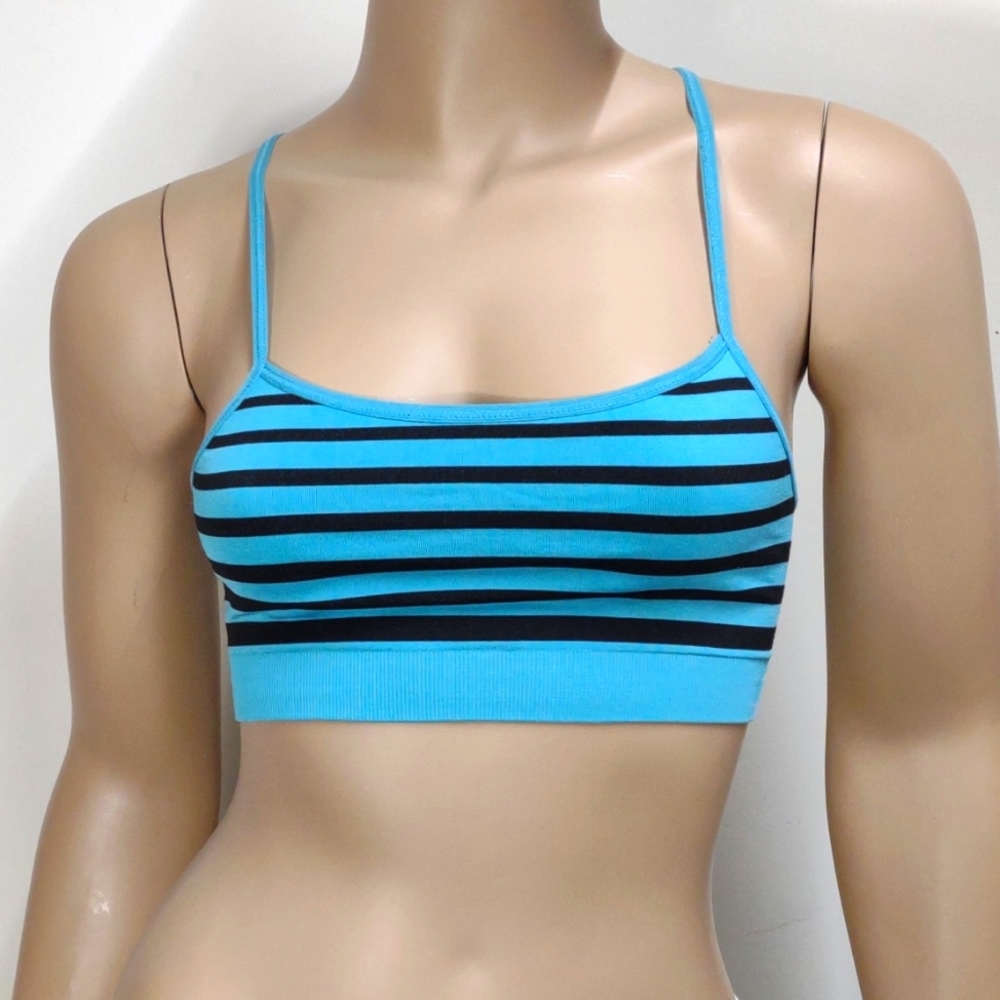 Simply Active Small blue and black non padded Sports bra